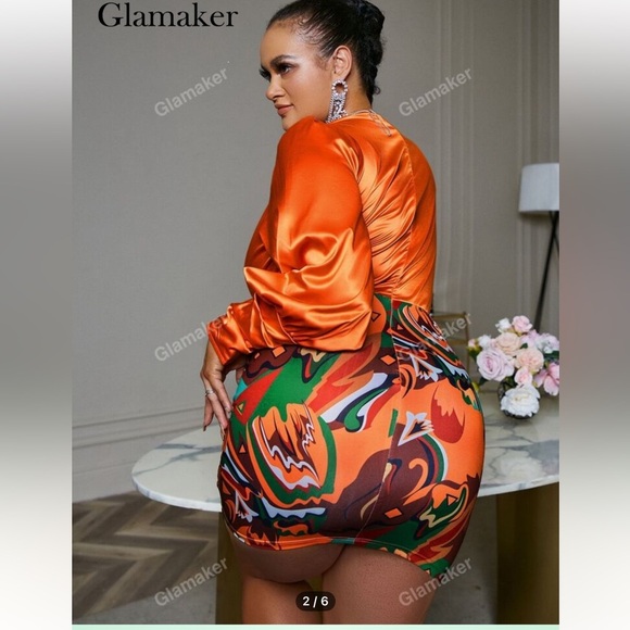 Plus Size Print Twist Graphic Cut Out Dress - Picture 4 of 4